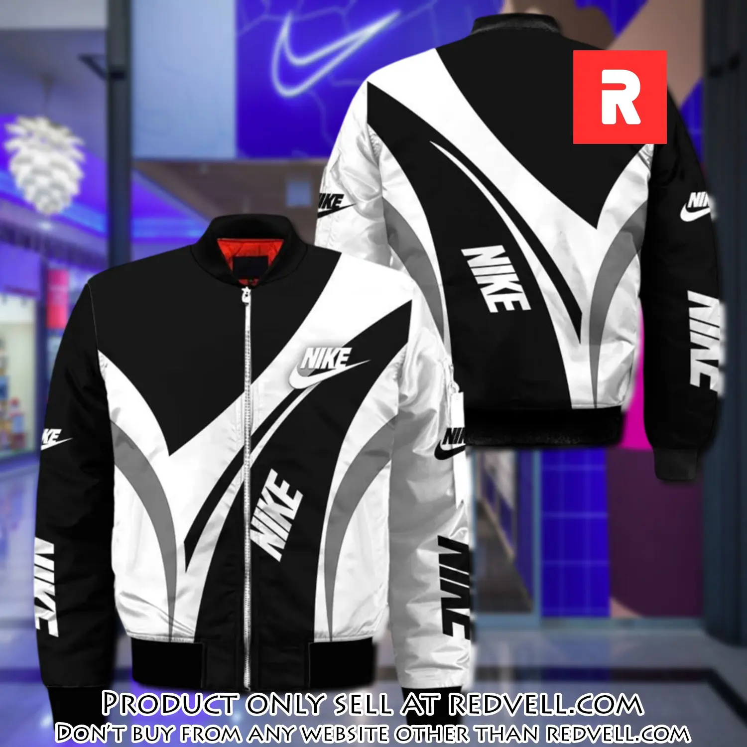Nike white black luxury brand bomber jacket outfit for men women rv3946425